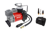 12 V bilkompressor med manometer og metallhus