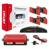Parkeringsassistent med LED-display og fire svarte sensorer