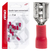 Røde isolerte hunn-spadekontakter 7,4 mm