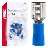Blå isolert hun-flatstift med 7,4 mm bredde