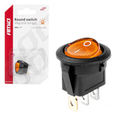 Rund bryter med gult lys for 12/24 V