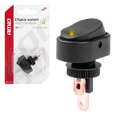 Elliptisk svart kontakt med gult lys for 12/24 V