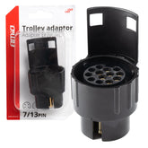 Tilhengeradapter med 7-polet kontakt og 13-polet uttak