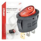 Elliptisk kontakt for 12 V/230 V med rødt lys