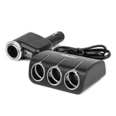Trippel stikkontakt med USB-A og sigarettennerfunksjon