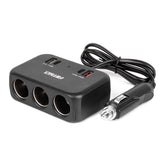 Trippel sigarettennerforlenger med USB-A og USB-C QC 4.0