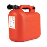 Rød plastkanne for drivstoff på 10 liter