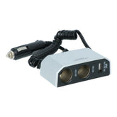 Carpoint dobbelkontakt 2x12V 1xUSB-A 2,4A