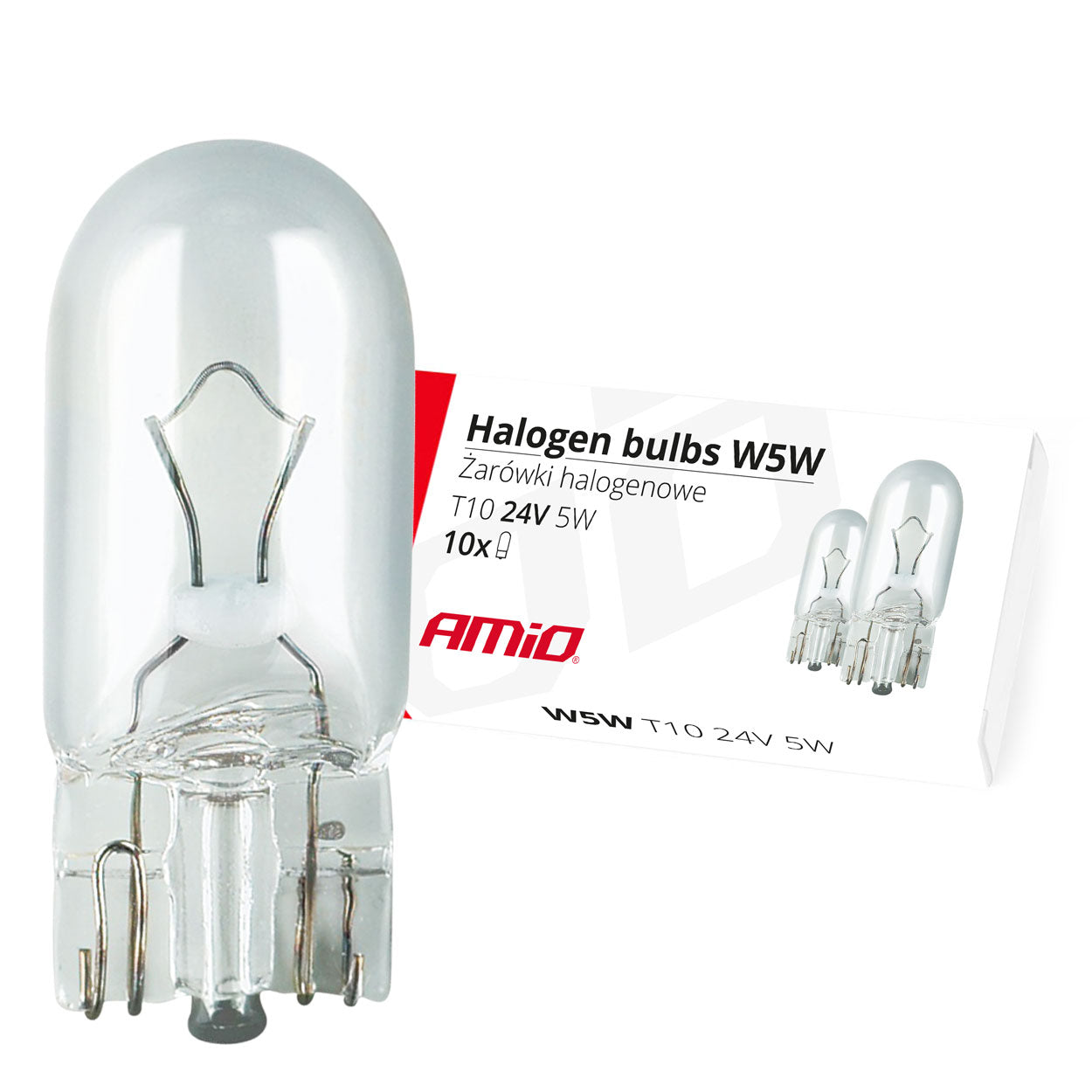 Halogenpærer W5W T10 24 V med W2.1x9.5d-sokkel