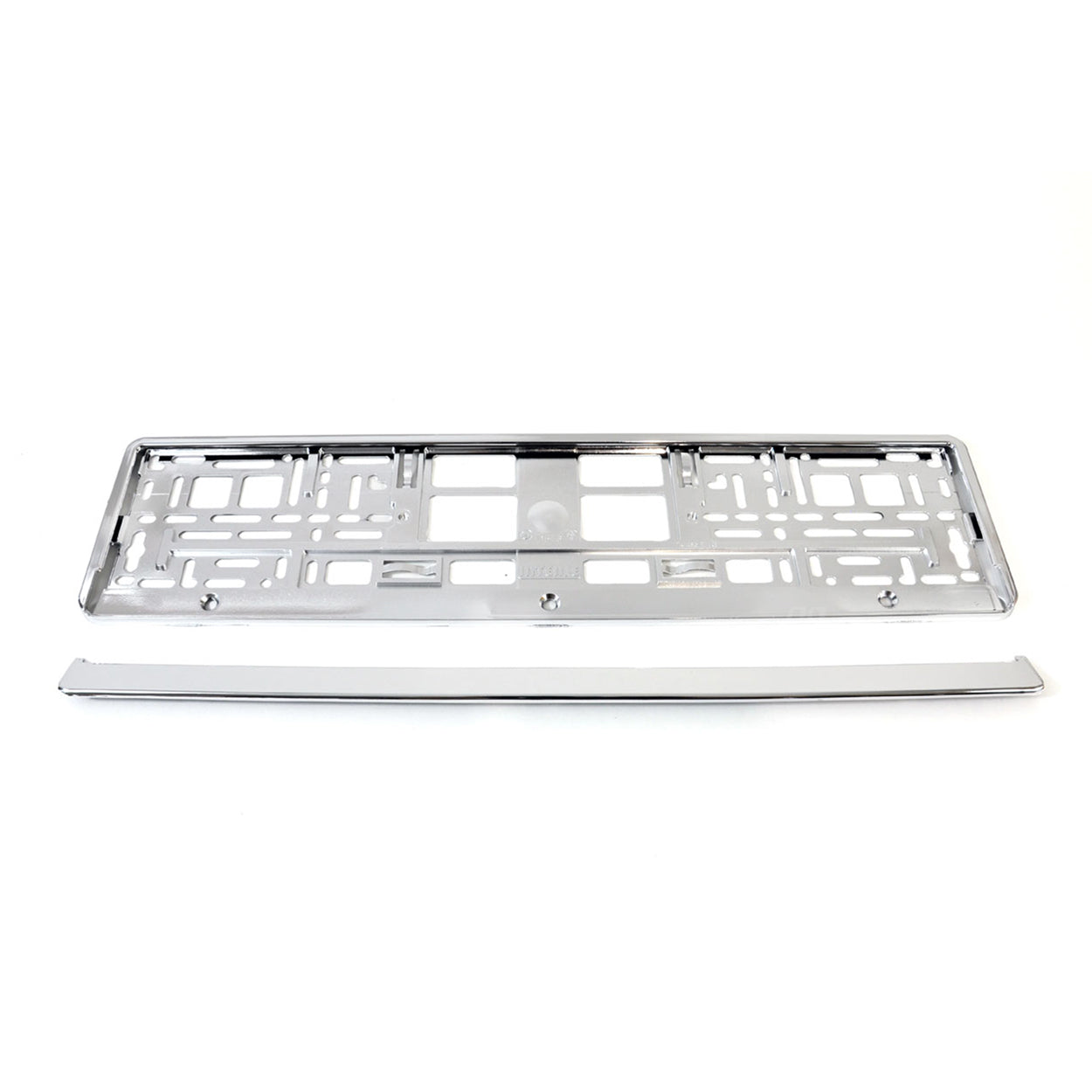 Skiltplateholder i sølvmetallic plast