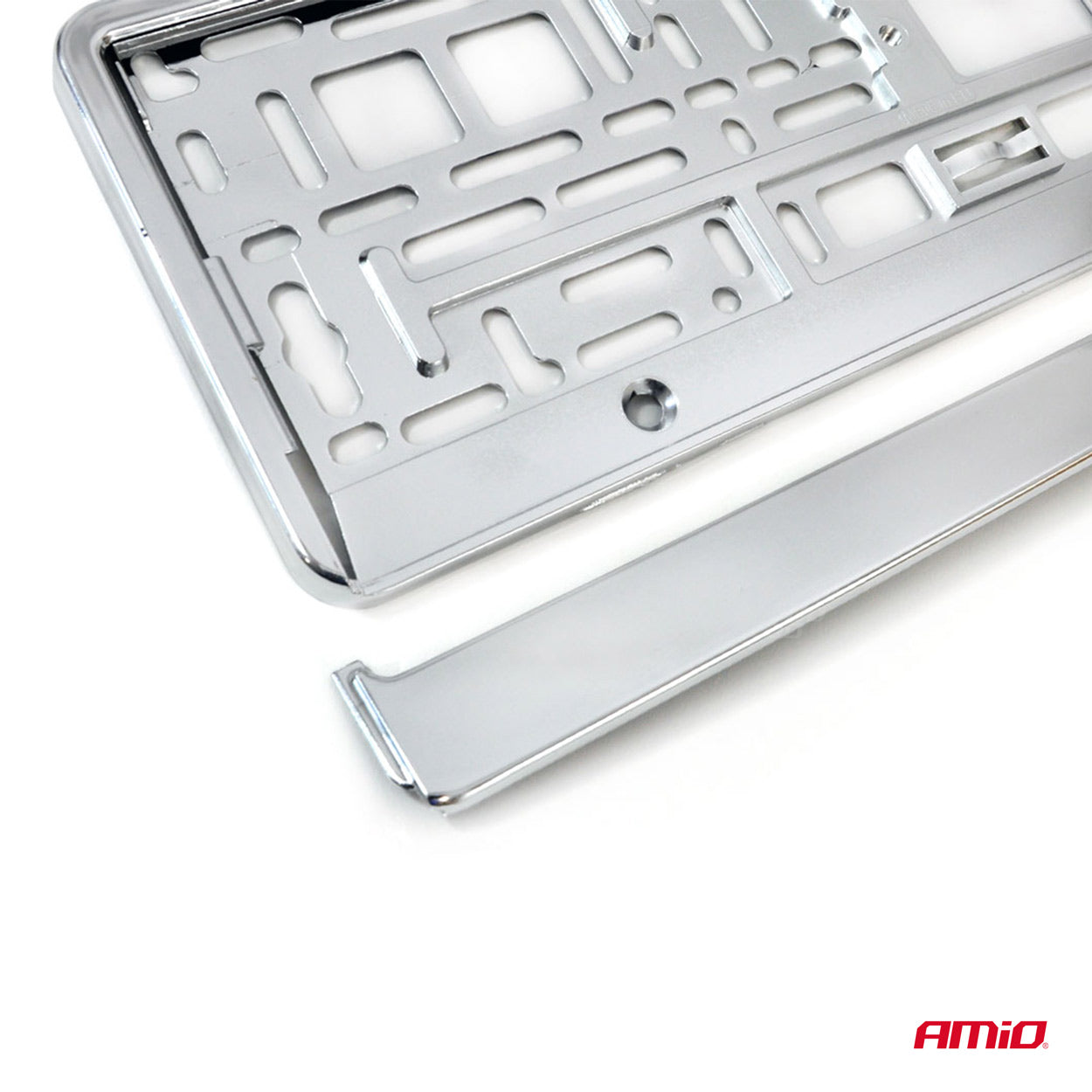Sølvmetallic skiltplateholder med klikklist