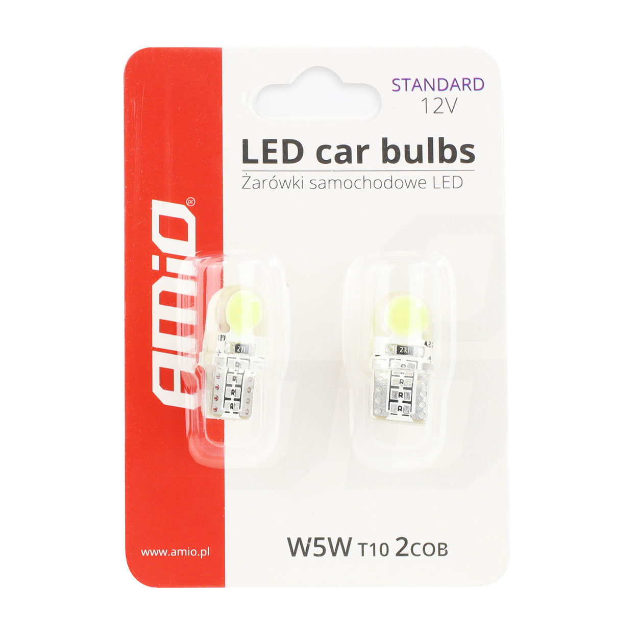 LED-pære T10e COB 12V sett fra en vinkel