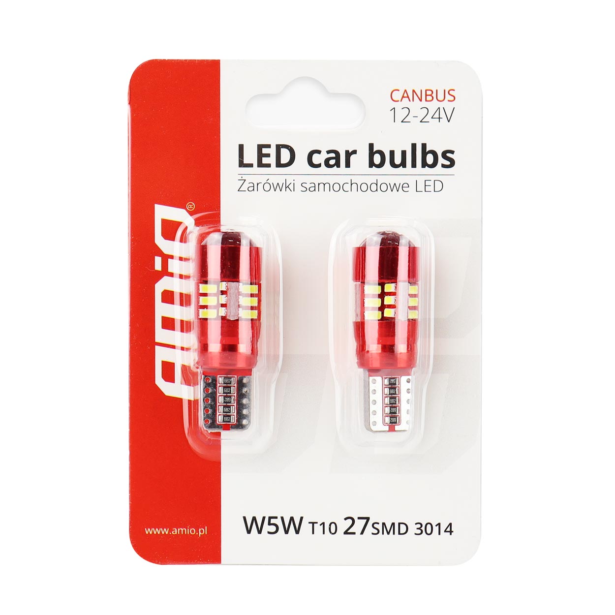 T10 W5W LED-pære med 27 SMD 3014-dioder og 5600 K