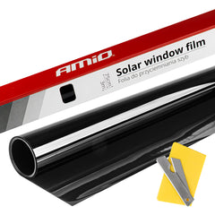 Mørk sort solfilm 75 x 300 cm med 15 % lysgennemgang