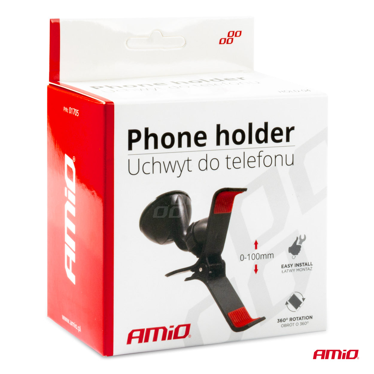 Mobilholder med sugekopp for montering på bilens frontrute