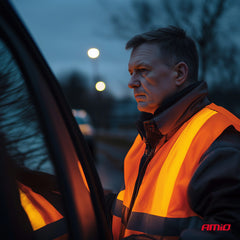 Oransje refleksvest XL med synlige refleksbånd