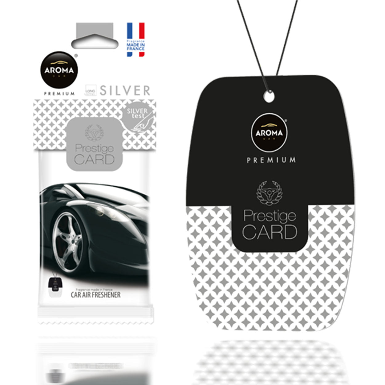 Aroma Prestige Card Silver hengende luftfrisker til bil