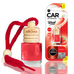 Aroma Wood Strawberry luftfrisker til bil med glassflaske og trepropp