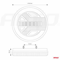 Kombinert LED-baklykt med mål Ø140 x 38 mm