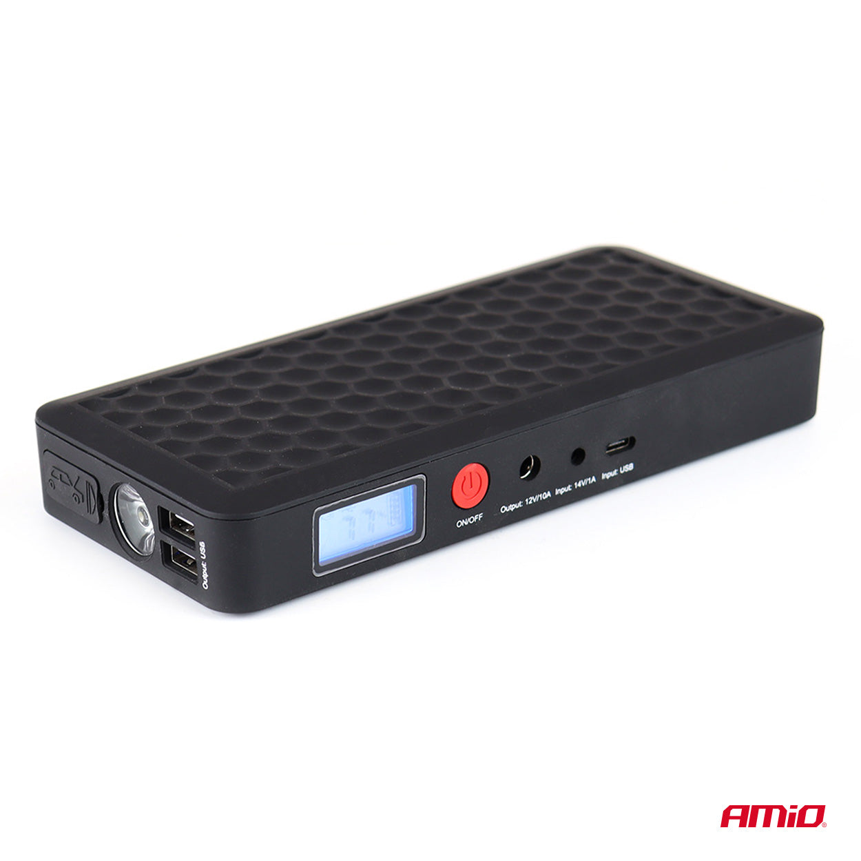 Kompakt jumpstarter med powerbank og lygte