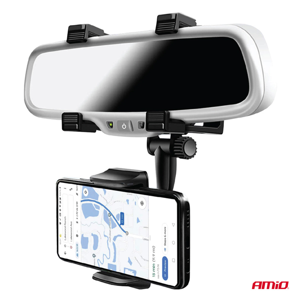Mobilholder til telefon med montering under bakspejl