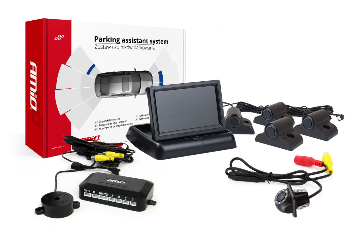 Parkeringsassistentsystem med HD-305-LED-kamera og TFT-skjerm