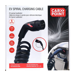 Carpoint spiralladekabel for elbiler Type 2 til Type 2, 32 A, 3-faset, 6 meter 