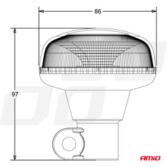 LED-advarselslampe med 18 lysdioder