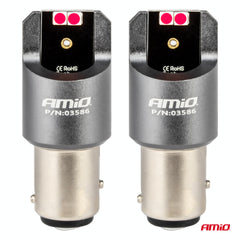 Rød BAY15D P21/5W LED-pære med 4 x 3030 SMD