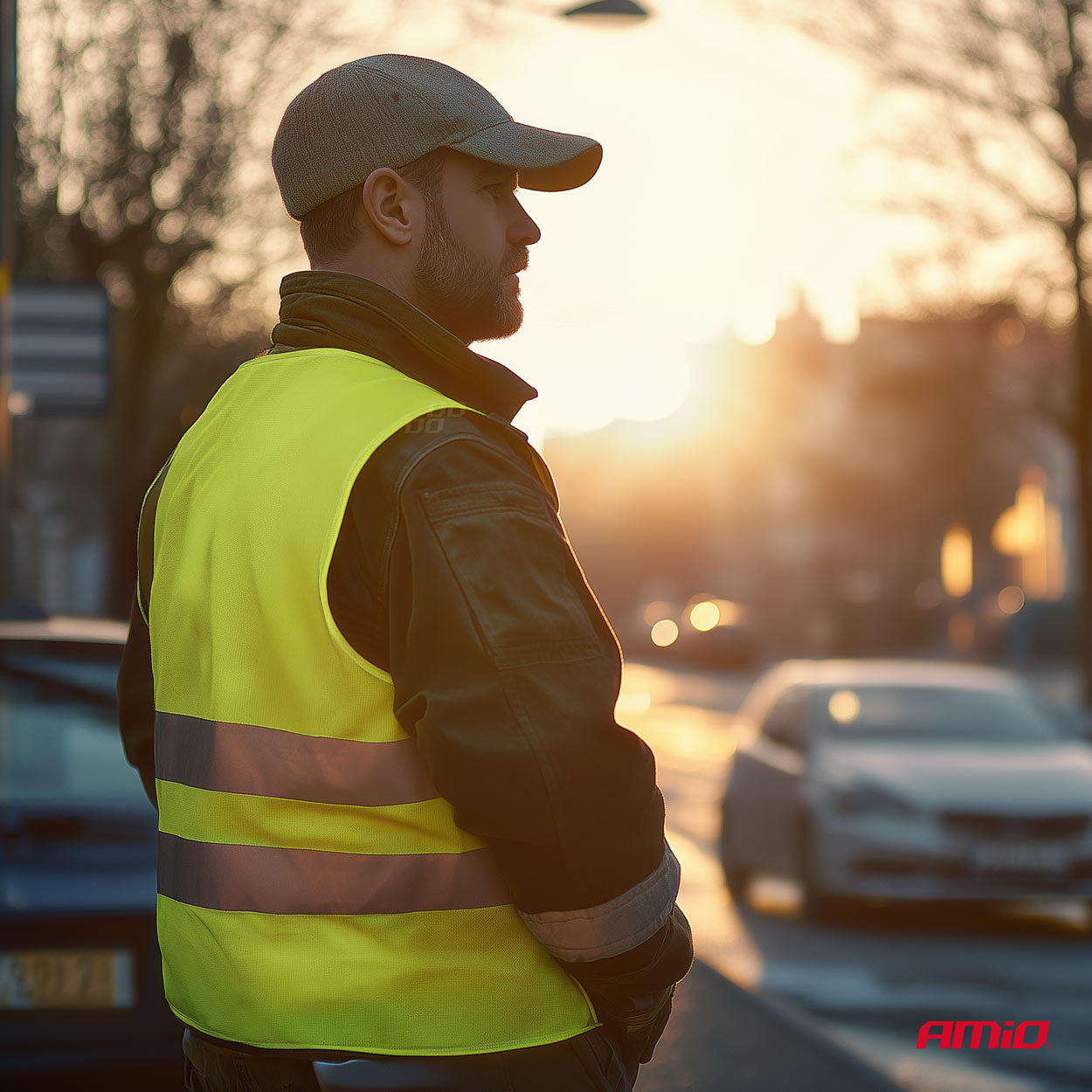 Gul refleksvest i størrelse XXXL set fra siden