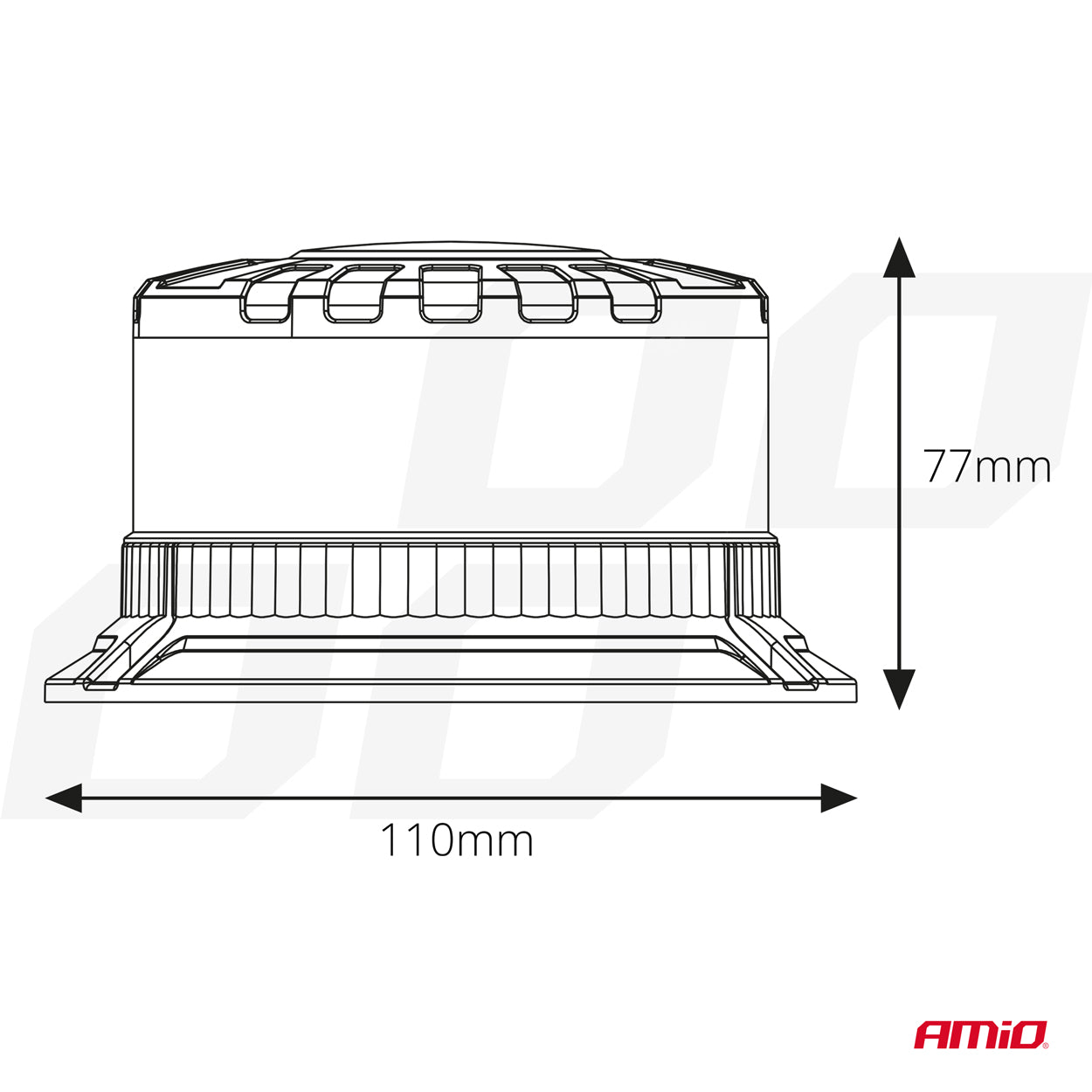 LED-advarselslampe W28B til montering med 3 skruer