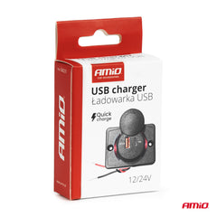 Firkantet oplader med Quick Charge 3.0 og LED-belysning