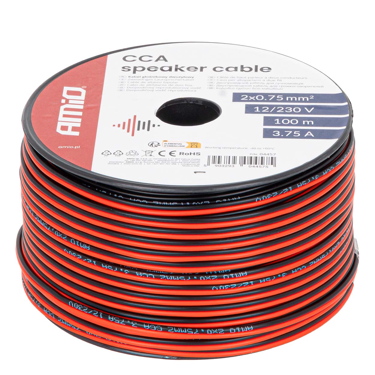 Højttalerkabel 2 x 0,75 mm² på 100 meter