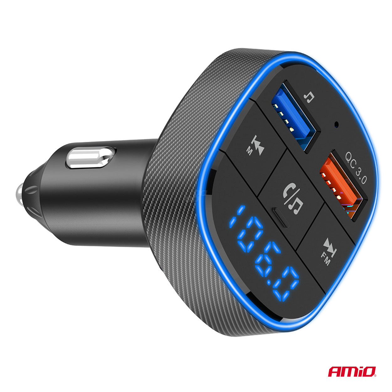 FM-transmitter med indbygget mikrofon til bilen