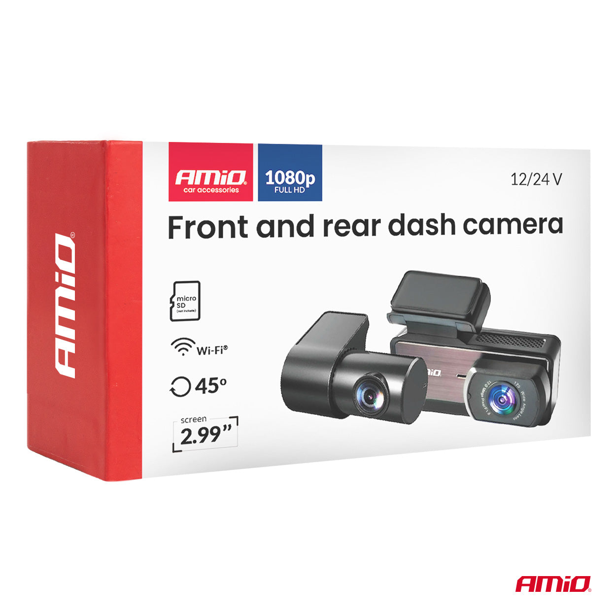 Dashcam til forrude og bagrude med front- og bagkamera i 1K