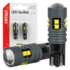 Hvit T10 LED-pære med 10 SMD 2525-LED-er