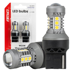 LED-pære 7440 W21W med 15 SMD 3030-LED-er og hvitt lys