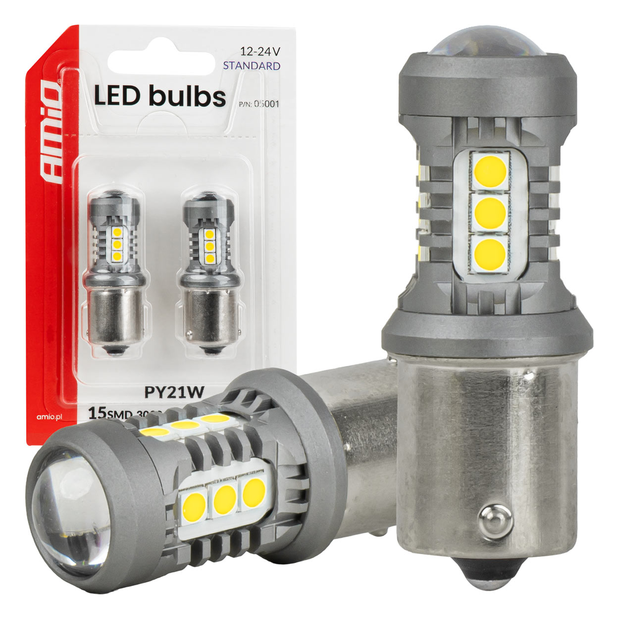 LED-pære med BAU15S/PY21W-sokkel for 12/24 V