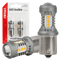 Oransje LED-pære med BAU15S/PY21W-sokkel