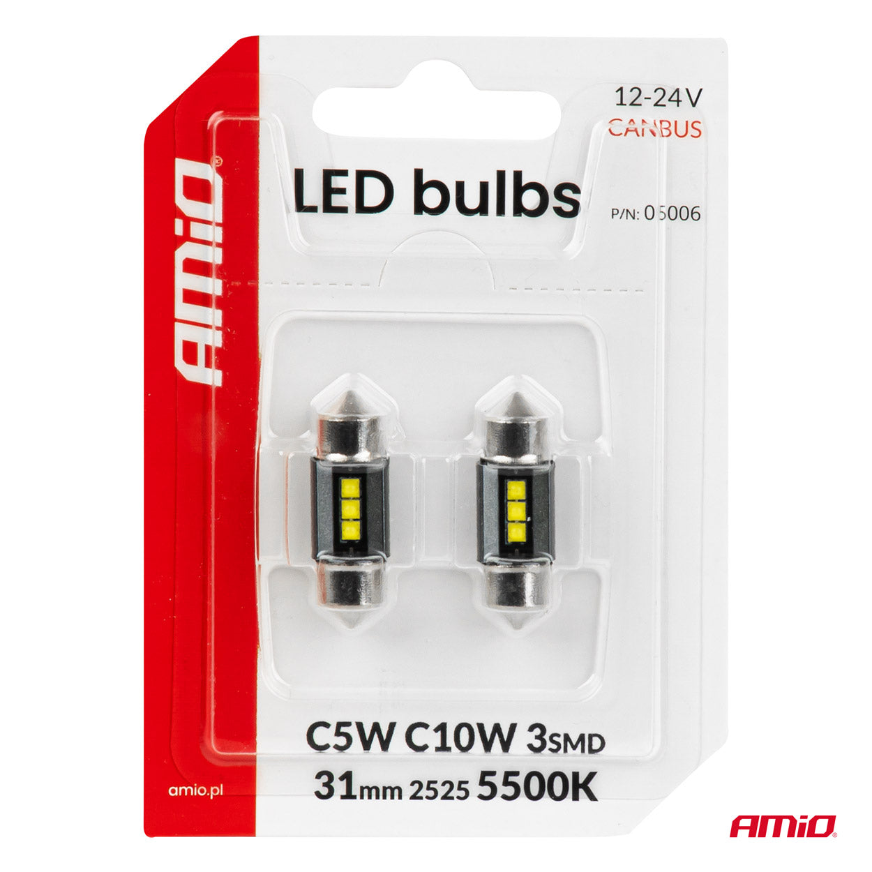 LED-pære med 3 SMD 2525 LED-er og CANBUS-teknologi