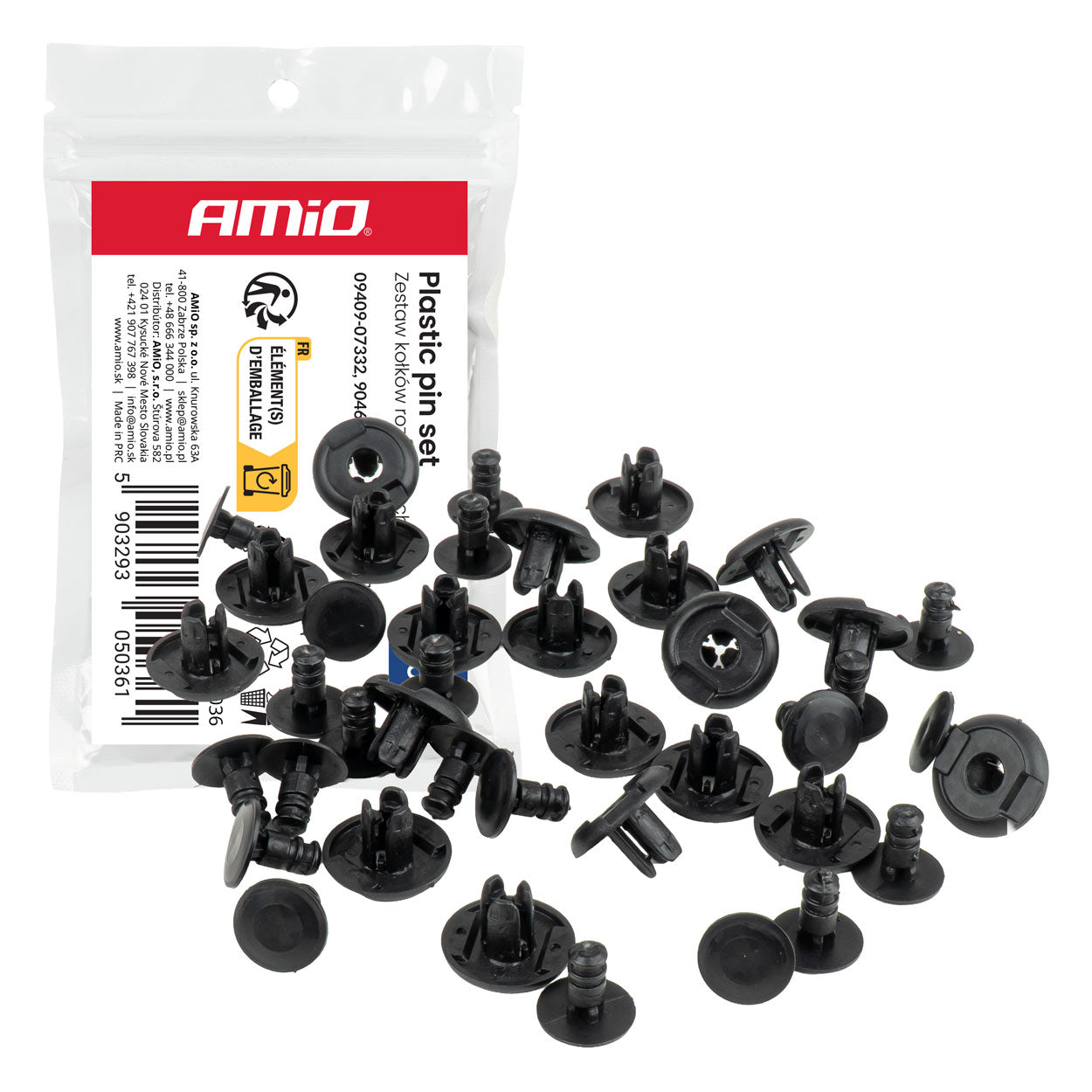 Sett med 20 ekspansjonsklips i plast, 10 mm lange og 6,5 mm i diameter