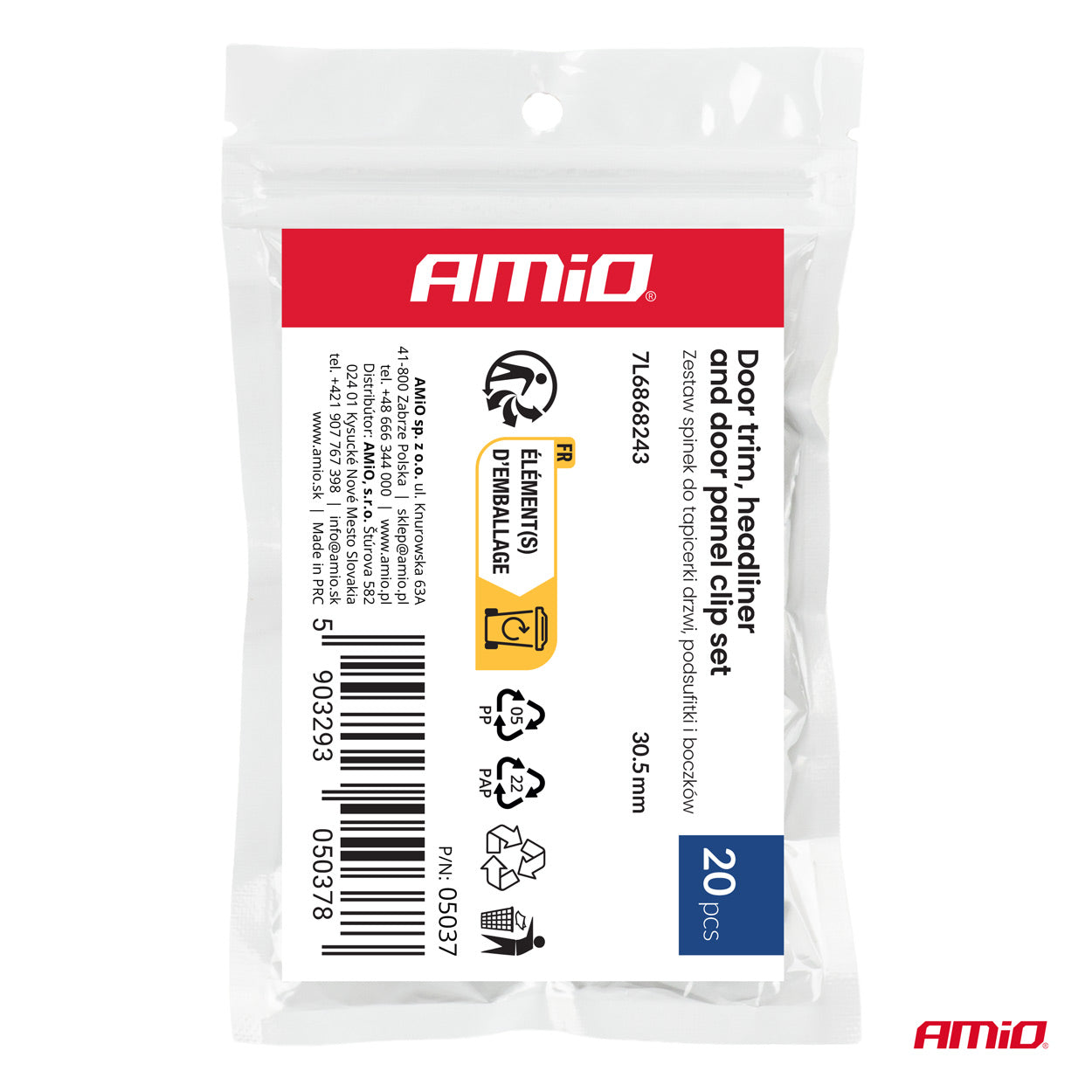 Klips til taktrekk, sidepaneler og dørpaneler