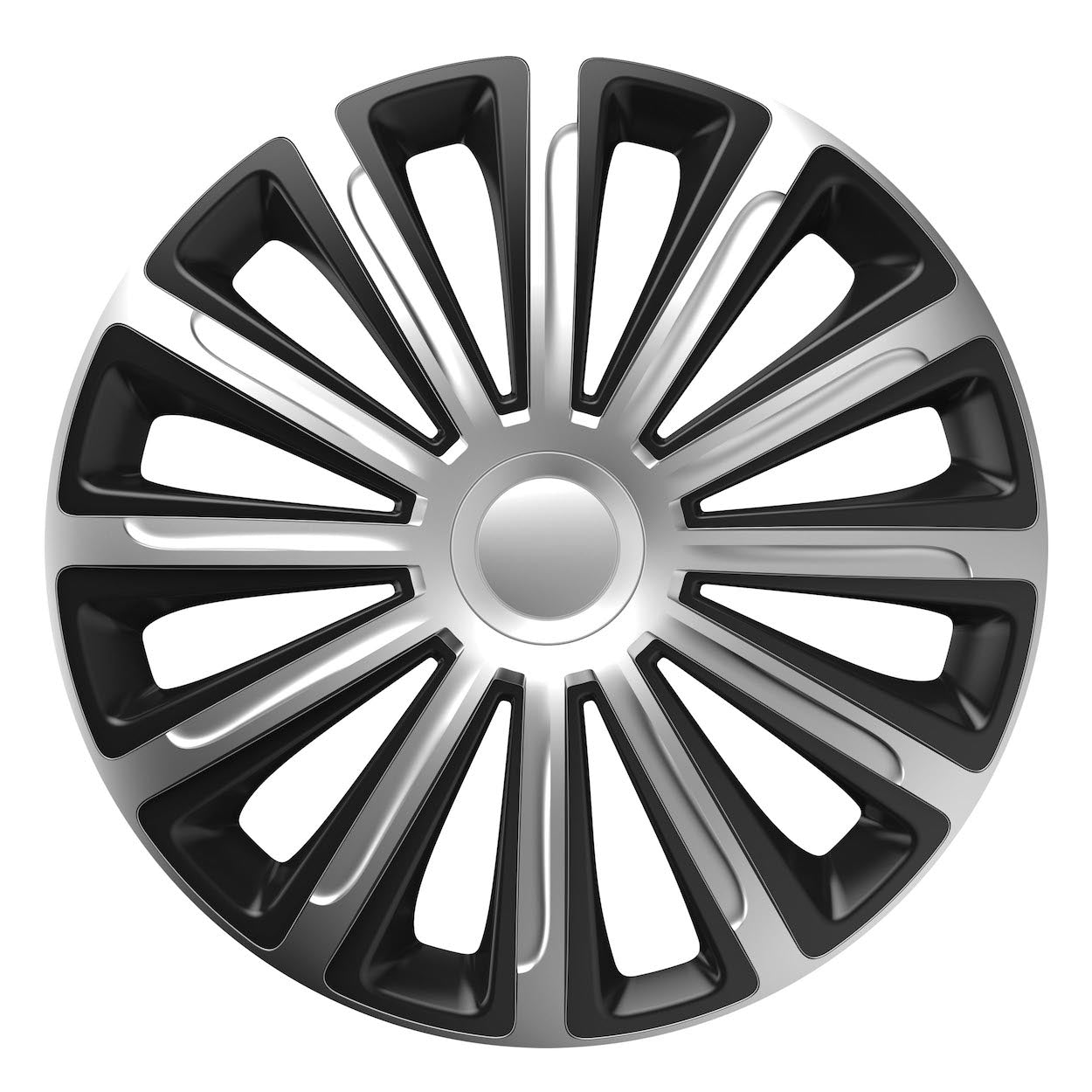 Navkapsel Trend i sort og sølv til 16-tommer stålfælg