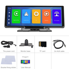 9,3" Apple CarPlay-skjerm med innebygd dashcam og 64 GB SD-kort 