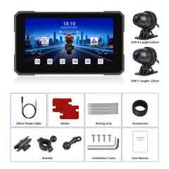 5” motorsykkelskjerm med CarPlay, Android Auto, AirPlay, DVR og TPMS 