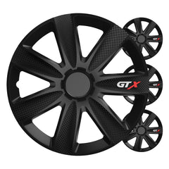 Fire sorte carbonfarvede GTX-hjulkapsler i 16 tommer
