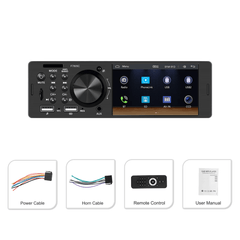 Universel - 4" 1-din radio m. Apple Carplay og Android Auto (kablet) med 4" skærm og tilbehør.