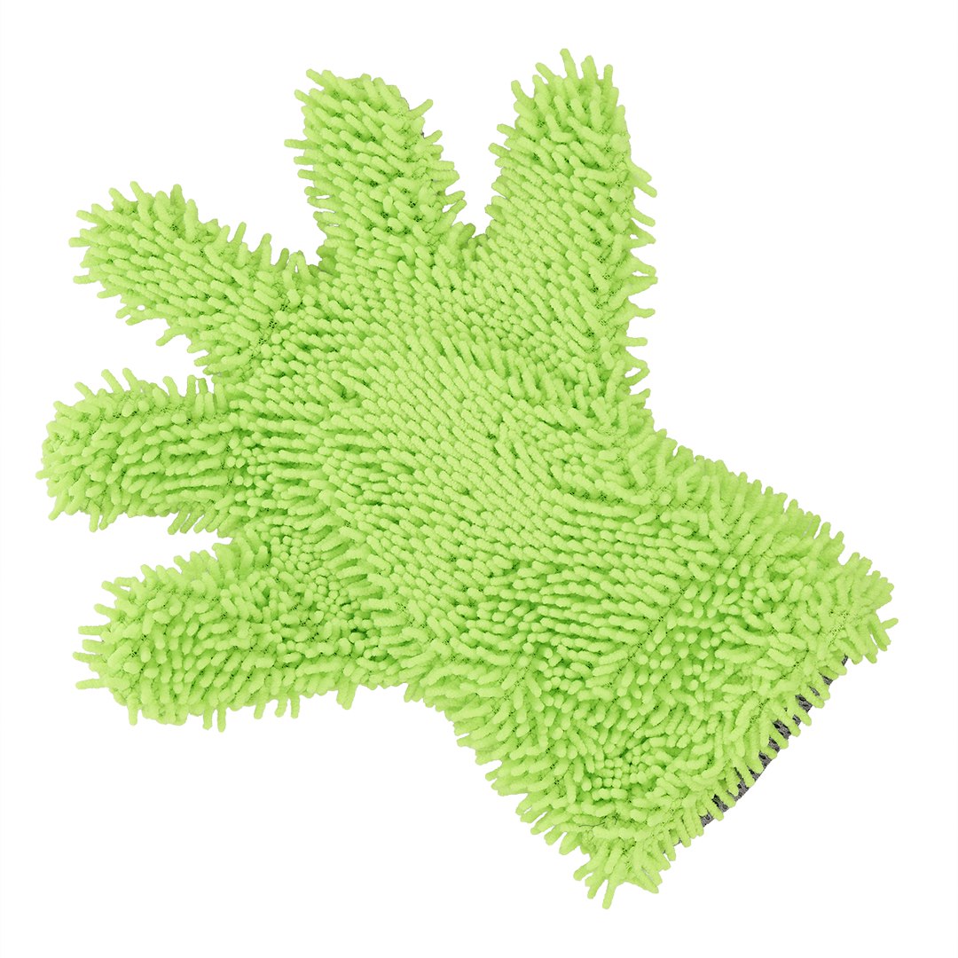 Mikrofiber vaskehanske med chenillefingre og mesh fra CARMOTION