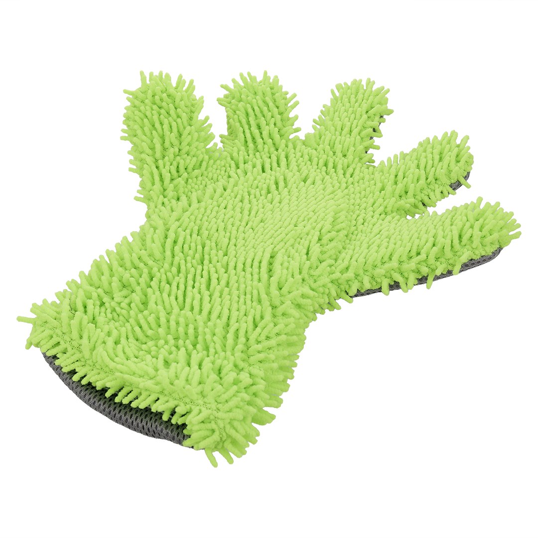 Mikrofiber vaskehanske med chenillefingre og mesh