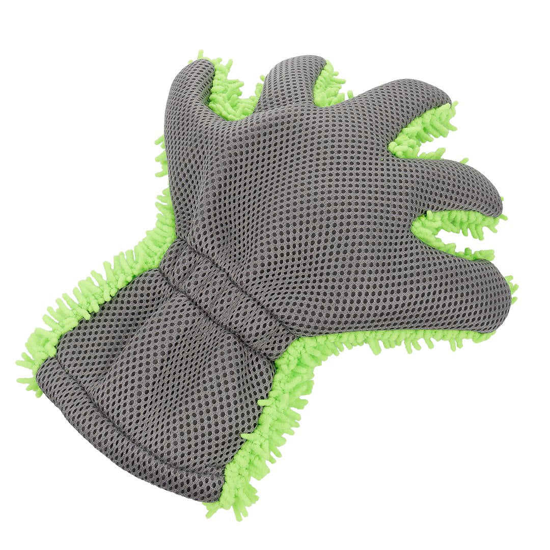 Vaskehanske i mikrofiber med chenillefingre og mesh